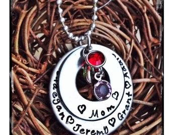 Personalized Hand Stamped Mom Necklace