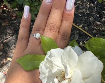 Breast Milk Sterling Silver crystal leaf Statement Ring