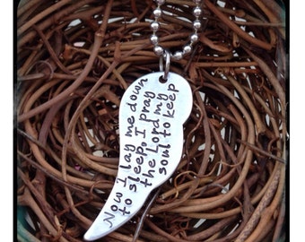 Personalized Hand Stamped Angel Wing Necklace