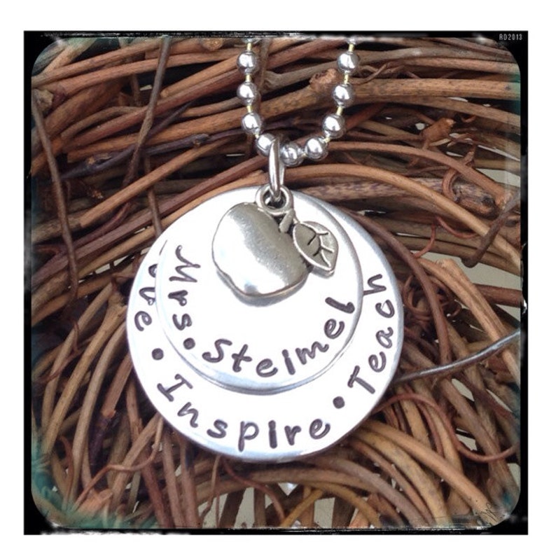 Personalized Hand Stamped Teacher Necklace Etsy