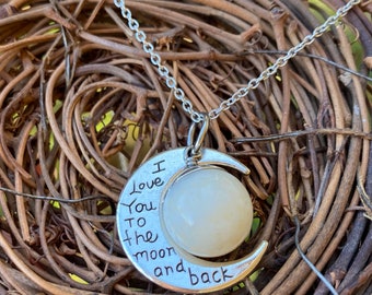 Personalized Hand Stamped I love you to the Moon & Back Breastmilk Necklace