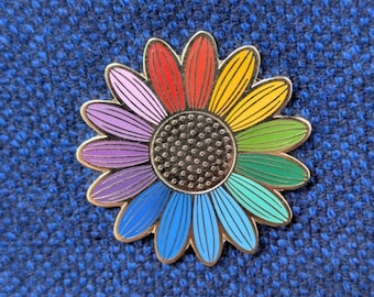 Rainbow Daisy Enamel Pin