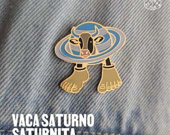 La Vaca Saturno Saturnita Enamel Pin – Italian Brainrot Cosmic Cow | Surreal Meme Collectible