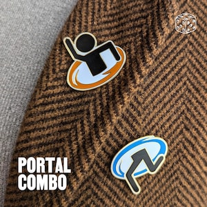 Portal Enamel Pin Set | Orange and Blue Portal Combo | Portal Game Merch | Video Game Lapel Pins | Gamer Gift | Portal 2 Inspired Pins