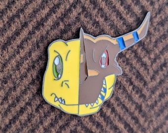 Agumon BlackWarGreymon Enamel Pin – Digimon Adventure Retro Anime Collectible Badge