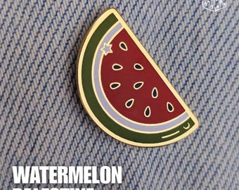 Palestine Watermelon Enamel Pin: Gold-Plated Brass, Falasteen Flag