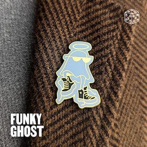 Wintuh Enamel Pin – Cool Ghost with Sneakers & Halo | Streetwear Art | Indie Artist Gift for Fans of Surreal Characters
