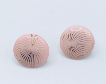 Pink Swirl Design Post Pierced Vintage Earrings
