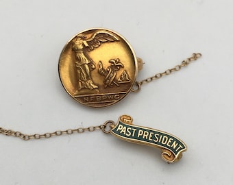 Solid 14k Gold National Federation of Business and Professional Women’s Club 1919 NFBPWC Included Vintage 14k Pin Past President 3.6G