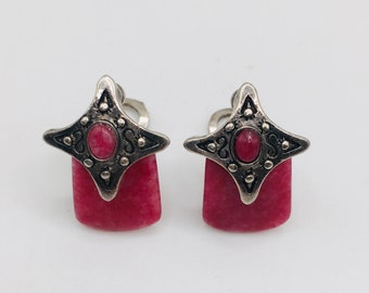 Premier Designs Jazzberry Clip On Earrings, Silver Plated, Pink Stone, Star Design