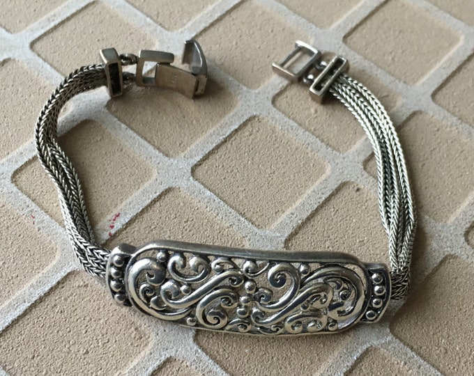 925 Sterling Art Nouveau Chain Vintage Bracelet