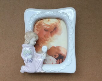 First Communion Tabletop Glazed Porcelain Single Photo Frame By Roman 1996