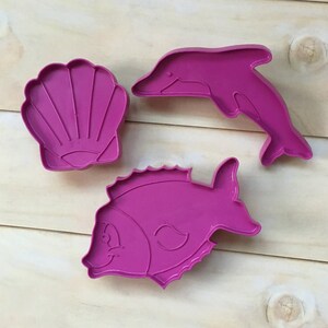 Scuba Barney Cookie Cutter Set Vintage, Seashell, Dolphin, Fish