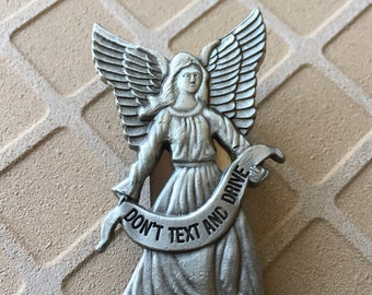 Travel Angel Visor Clip, Don’t Text And Drive Angel, Pewter Color Clip
