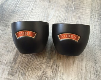 Vintage Bailey’s Irish Cream Ceramic Mine Yours Matching Cup Set, Lot of 2, Dessert Cups