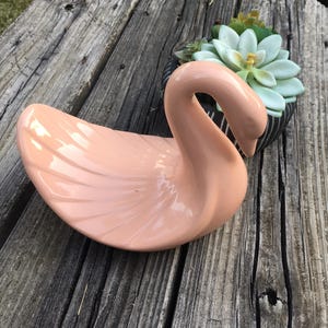 Vintage Art Deco Peach Ceramic Swan Hand Towel Holder, Bathroom Décor