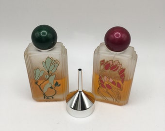 The Prince Matchabelli Collector’s Flacons, 2 Glass Decorative Bottles and Funnel