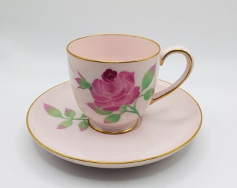Pink Rose Demitasse Porcelain Cup and Saucer, Koran China, Collectible Tea Cup and Saucer