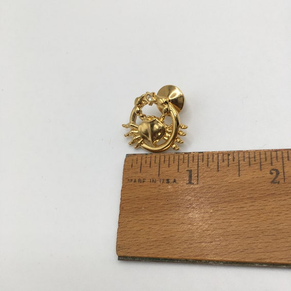 Gold Tone Crab Tie Pin with Rhinestone Vintage Pin - image 5