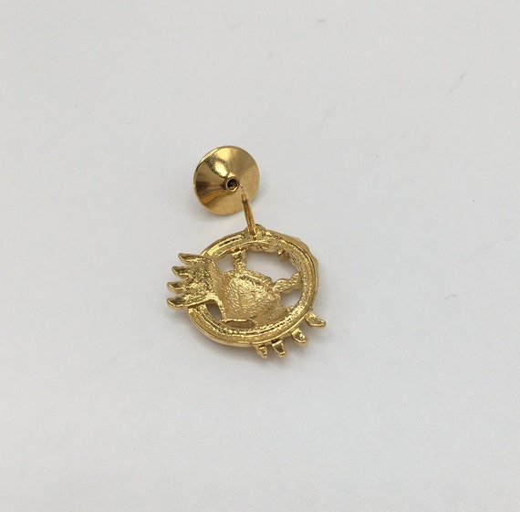 Gold Tone Crab Tie Pin with Rhinestone Vintage Pin - image 3