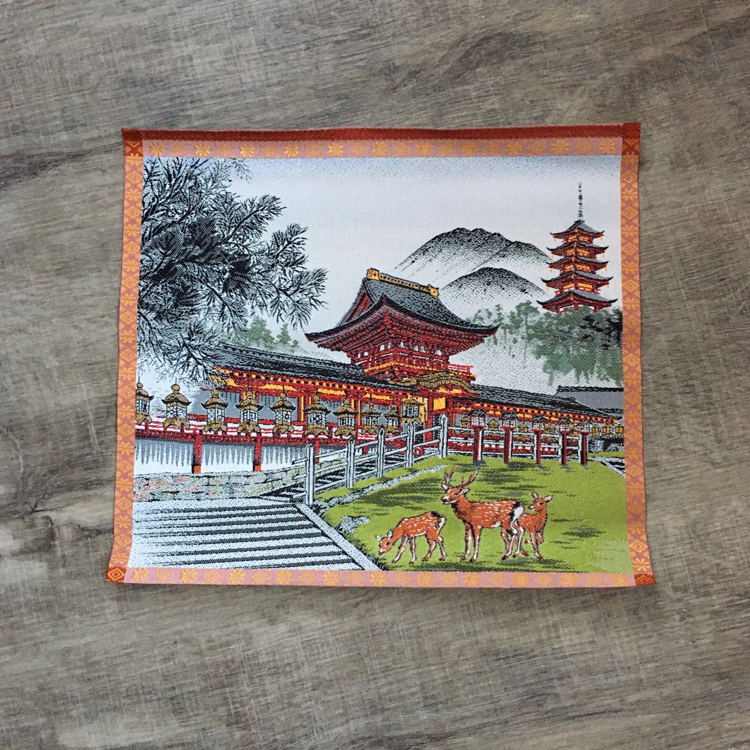 Antique Mount Fuji Silk Screen Tapestry Scroll Calendar 1962 Japan Asian  Decor