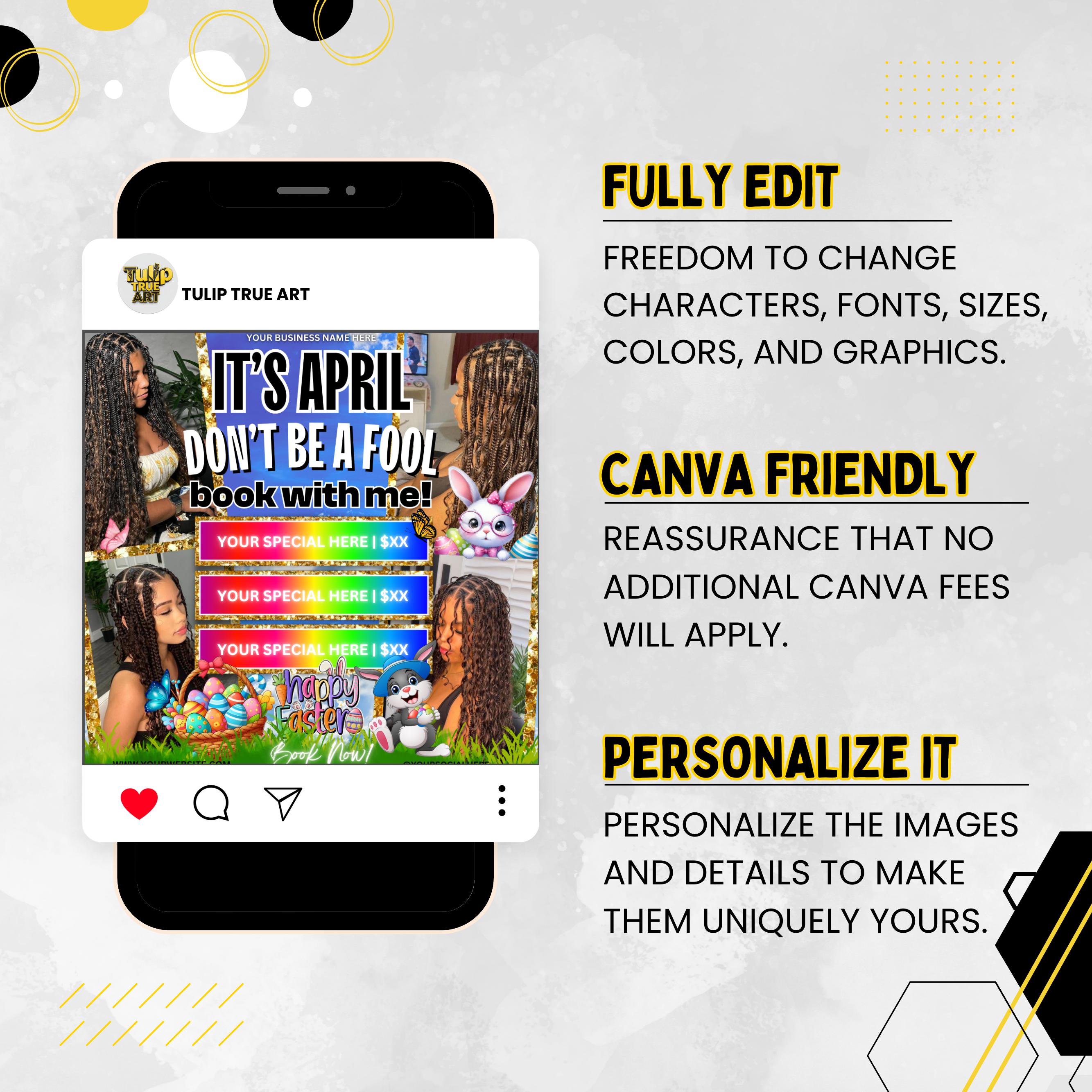 April Booking Flyer DIY Template, Customizable April Flyer, DIY Canva ...