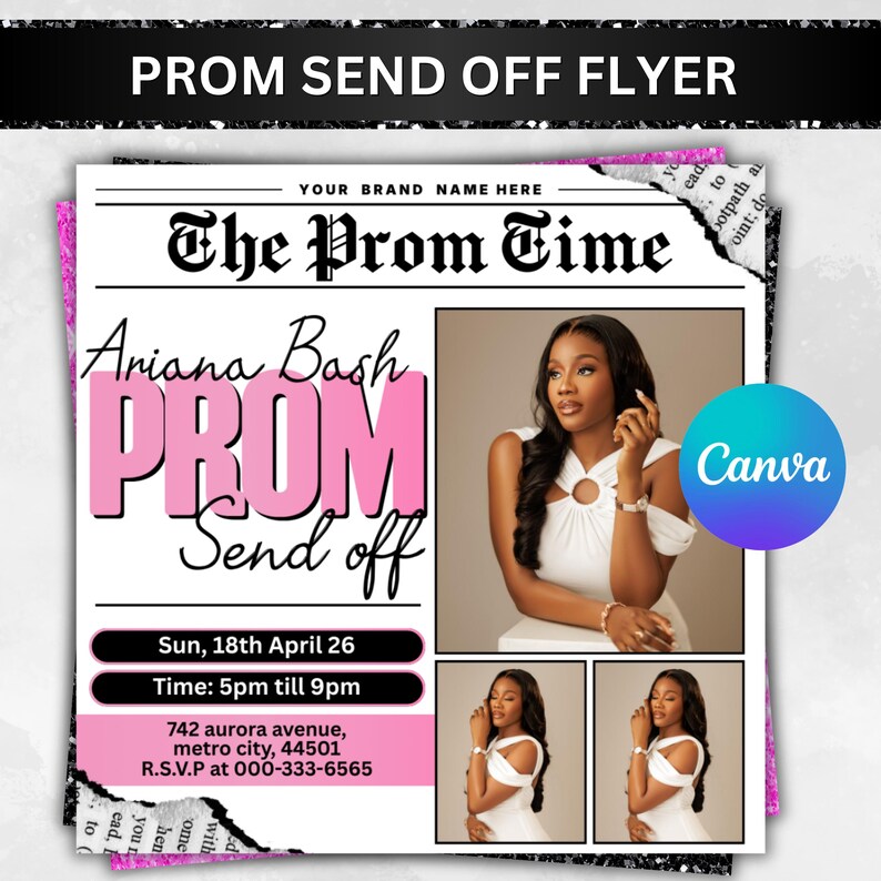 Prom Send off Flyer, DIY Prom Flyer, Prom Canva Template, Prom Send Off ...