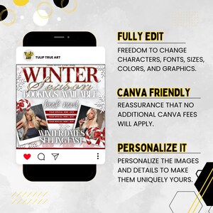 Winter Beauty Booking Flyer, Hairstylist Lash Tech Nail Tech MUA Flyer, Salon Booking Template, Editable Canva Flyer, Digital Download