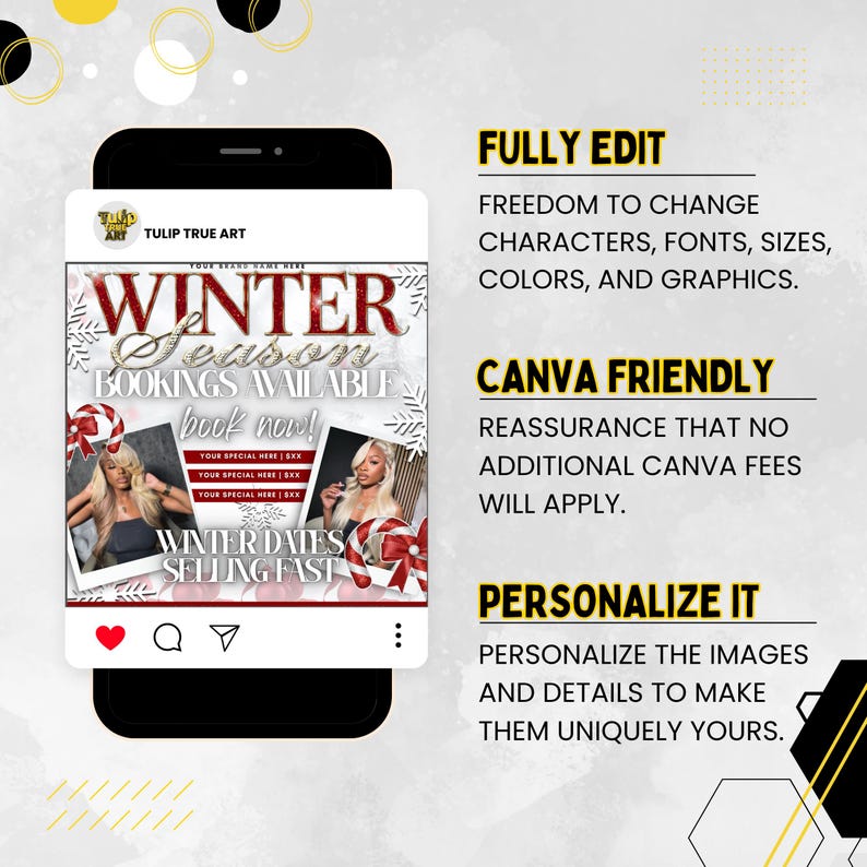 Winter Beauty Booking Flyer, Hairstylist Lash Tech Nail Tech MUA Flyer, Salon Booking Template, Editable Canva Flyer, Digital Download