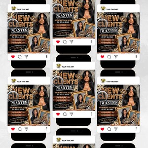 New Client Wanted Flyer, New Client Booking Flyer, Book Now Flyer, Hair Flyer, Braids, Nail Tech, Lash Tech, MUA, Wig Flyer, Canva Template