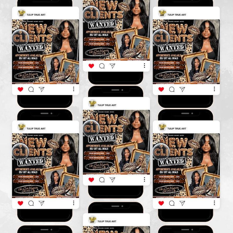 New Client Wanted Flyer, New Client Booking Flyer, Book Now Flyer, Hair Flyer, Braids, Nail Tech, Lash Tech, MUA, Wig Flyer, Canva Template