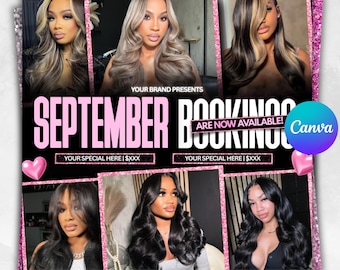 Fall Season Booking Flyer: Wig Install, Lash & Nail Services (Canva Editable Template)