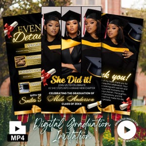 Graduation Video Invitation, Animated Grad Announcement, Digital Graduation Party Invite, Editable Grad Celebration Evite Template