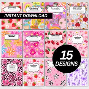 Composition Notebook Covers, Composition Book Cover template, Canva Composition Notebook Designs, Back to School Printable, Digital Download