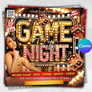 Game Night Party Flyer: Editable Canva Template (Social Media Announcement)