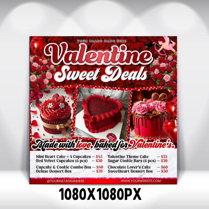 Valentine Sweet Treats Flyer, February Bake Sale Flyer, Valentines Day dessert Flyer, Bakery Flyer, Bake Shop Flyer, Pastry Flyer,Cake Flyer