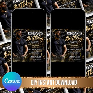 Birthday Party Flyer, Men's Birthday Flyer, Birthday Boy, Event Flyer, Club Flyer, Birthday Bash, Cancer Birthday Flyer, Canva Template