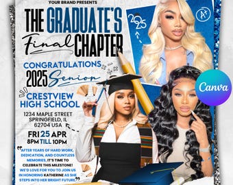 Graduate Flyer, Graduation Party Flyer, Graduation Invitation, College Decision, Class of 2025 Flyer, Senior Grad Announce, Canva Editable