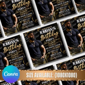 Birthday Party Flyer, Men's Birthday Flyer, Birthday Boy, Event Flyer, Club Flyer, Birthday Bash, Cancer Birthday Flyer, Canva Template