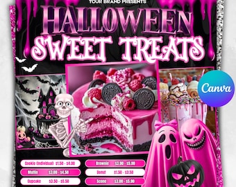 Halloween Bake Sale Flyer, October Sweet Treats Flyer, Bakery Flyer, Halloween Dessert Flyer, Pastry Flyer, Editable Bake Shop Template