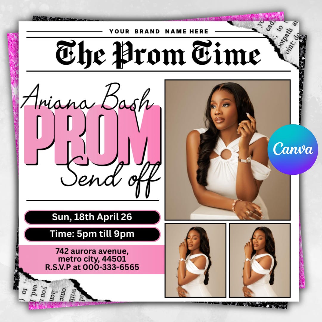 Instant Prom Design Prom Send off Flyer, DIY Prom Flyer, Prom Canva Template, Prom Send Off ...
