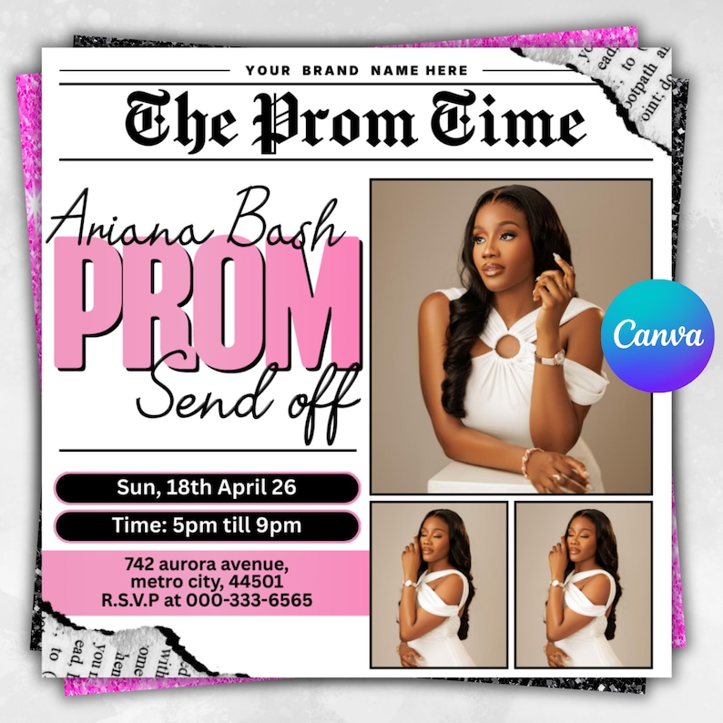 Prom Send off Flyer, DIY Prom Flyer, Prom Canva Template, Prom Send Off ...