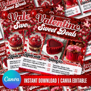 Valentine Sweet Treats Flyer, February Bake Sale Flyer, Valentines Day dessert Flyer, Bakery Flyer, Bake Shop Flyer, Pastry Flyer,Cake Flyer