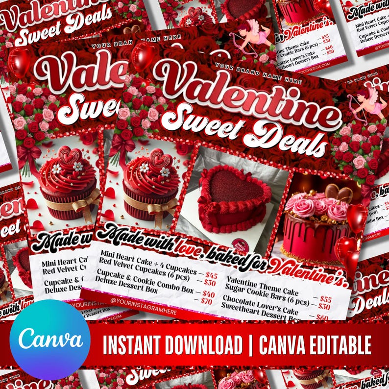 Valentine Sweet Treats Flyer, February Bake Sale Flyer, Valentines Day dessert Flyer, Bakery Flyer, Bake Shop Flyer, Pastry Flyer,Cake Flyer