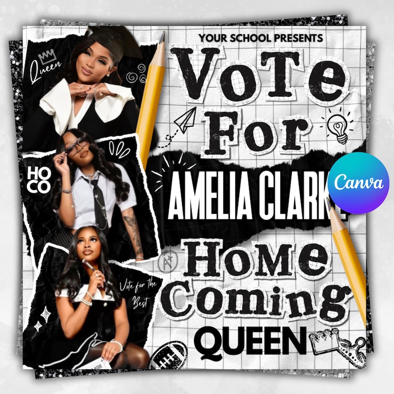 Homecoming Queen flyer , Homecoming Flyer , homecoming campaign flyer Vote Homecoming, HOCO Flyer, Vote for me Flyer, Black Homcoming Flyer