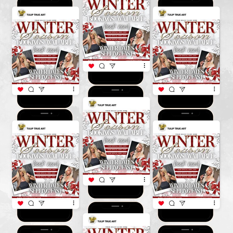 Winter Beauty Booking Flyer, Hairstylist Lash Tech Nail Tech MUA Flyer, Salon Booking Template, Editable Canva Flyer, Digital Download