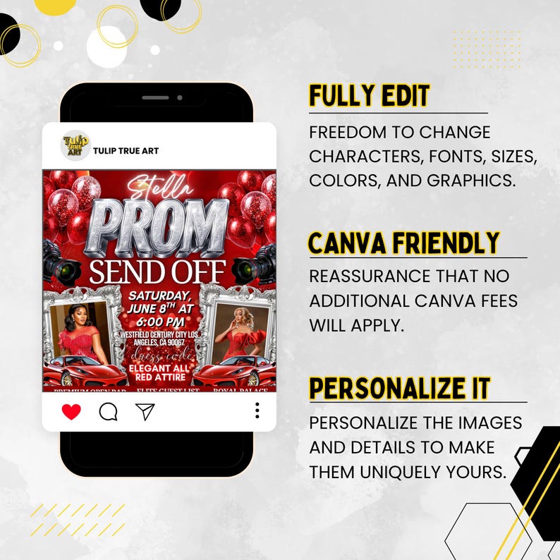 Instant Prom Design Prom Send off Flyer, DIY Prom Flyer, Prom Canva Template, Prom Send Off ...