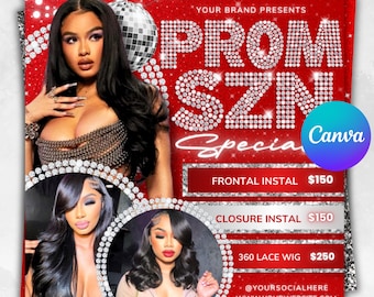 Prom Booking Flyer, Prom Szn Special Flyer, Prom Season Special Deal Flyer, Homecoming Flyer, MUA Lashes Nails Hair Braids wig Flyer, canva