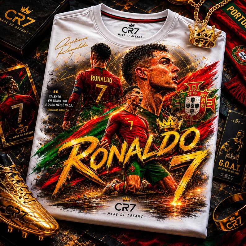 CR7 Ronaldo PNG T-Shirt Design, Soccer Streetwear Graphic, Football Legend PNG SVG, Printable Digital Download, Sports Fan Art