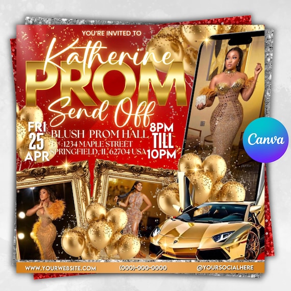 Prom Send Off Flyer, DIY Prom Queen Flyer, Prom Send Off Event, Prom Invitation Flyer, Prom Flyer, Prom Party Invite, Prom, Canva Editable